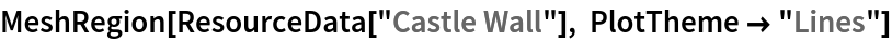 MeshRegion[ResourceData[\!\(\*
TagBox["\"\<Castle Wall\>\"",
#& ,
BoxID -> "ResourceTag-Castle Wall-Input",
AutoDelete->True]\)], PlotTheme -> "Lines"]