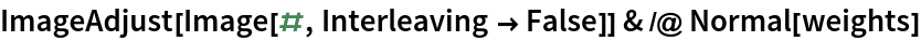 ImageAdjust[Image[#, Interleaving -> False]] & /@ Normal[weights]