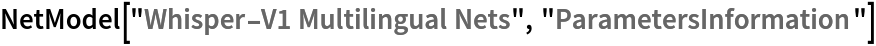 NetModel["Whisper-V1 Multilingual Nets", "ParametersInformation"]