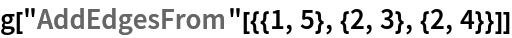 g["AddEdgesFrom"[{{1, 5}, {2, 3}, {2, 4}}]]