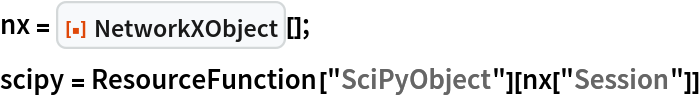 nx = ResourceFunction["NetworkXObject"][];
scipy = ResourceFunction["SciPyObject"][nx["Session"]]