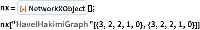 nx = ResourceFunction["NetworkXObject"][];
nx["HavelHakimiGraph"[{3, 2, 2, 1, 0}, {3, 2, 2, 1, 0}]]