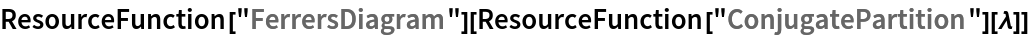 ResourceFunction["FerrersDiagram"][
 ResourceFunction["ConjugatePartition"][\[Lambda]]]