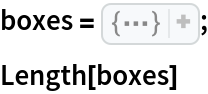 boxes = {
Rectangle[{3.241549223388991, 1.8258945791733319`}, {
    10.659287859633295`, 10.773294493394275`}], 
Rectangle[{0.4869914284730348, 4.321183643750274}, {5.369829888721986,
     9.31386702637484}], 
Rectangle[{2.2334201426158136`, 4.721638979849482}, {
    5.291543408030995, 12.769601273219152`}], 
Rectangle[{5.349846089859113, 2.8592299264608263`}, {
    12.259520398084739`, 5.65464262378527}], 
Rectangle[{5.419709227350725, 3.2032779499946393`}, {
    8.019495864892848, 7.597470779871912}], 
Rectangle[{2.9916342183590716`, 6.701712853508063}, {
    12.82951197826295, 10.889573073474823`}], 
Rectangle[{5.716124755621678, 4.016397691332317}, {
    12.634485498683249`, 9.030579596384047}], 
Rectangle[{4.318687518098674, 4.086673071150529}, {
    12.377658857900416`, 10.295175285987018`}], 
Rectangle[{5.254646844539921, 5.048321499467785}, {
    11.505305608427992`, 13.227130047971752`}], 
Rectangle[{8.231089286494171, 1.8404075028314466`}, {16.2229662869946,
     8.789967125833199}], 
Rectangle[{6.7403064092133205`, 4.533063177477215}, {
    14.410877169797764`, 9.89745177054213}], 
Rectangle[{9.862402933845159, 5.563175394985179}, {
    11.276877537331307`, 11.97757563169206}], 
Rectangle[{11.180782570286068`, 2.0918187606070013`}, {
    15.93179551146674, 5.471116257515766}], 
Rectangle[{9.160598972568872, 3.0721821586970166`}, {
    16.105158304284622`, 11.003417304165653`}], 
Rectangle[{9.199084080623214, 6.486880587531073}, {
    18.967352233543956`, 13.733293159109362`}]};
Length[boxes]