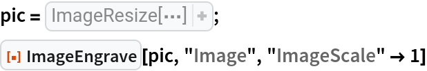 pic = ImageResize[
ExampleData[{"TestImage", "Peppers"}], 200];
ResourceFunction["ImageEngrave"][pic, "Image", "ImageScale" -> 1]
