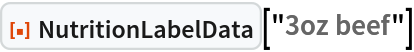 ResourceFunction[
 "NutritionLabelData", ResourceSystemBase -> "https://www.wolframcloud.com/obj/resourcesystem/api/1.0"]["3oz beef"]