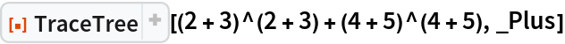 ResourceFunction[
 "TraceTree"][(2 + 3)^(2 + 3) + (4 + 5)^(4 + 5), _Plus]