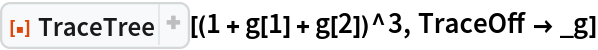 ResourceFunction["TraceTree"][(1 + g[1] + g[2])^3, TraceOff -> _g]