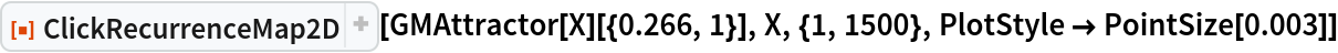 ResourceFunction["ClickRecurrenceMap2D"][
 GMAttractor[X][{0.266, 1}], X, {1, 1500}, PlotStyle -> PointSize[0.003]]