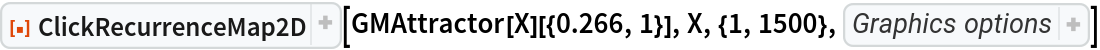 ResourceFunction["ClickRecurrenceMap2D"][
 GMAttractor[X][{0.266, 1}], X, {1, 1500}, PlotStyle -> AbsolutePointSize[1]]