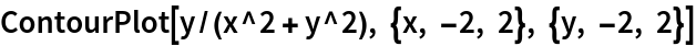 ContourPlot[y/(x^2 + y^2), {x, -2, 2}, {y, -2, 2}]