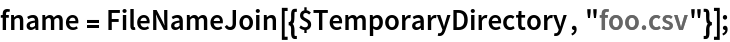 fname = FileNameJoin[{$TemporaryDirectory, "foo.csv"}];