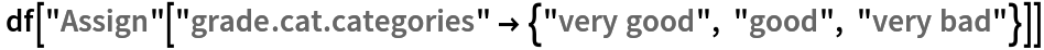  df["Assign"[
  "grade.cat.categories" -> {"very good", "good", "very bad"}]]