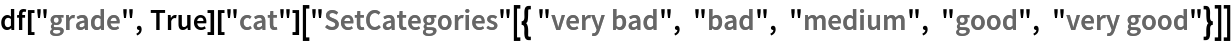 df["grade", True]["cat"][
 "SetCategories"[{ "very bad", "bad", "medium", "good", "very good"}]]