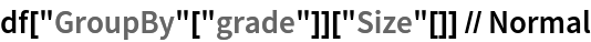 df["GroupBy"["grade"]]["Size"[]] // Normal