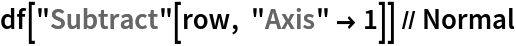 df["Subtract"[row, "Axis" -> 1]] // Normal