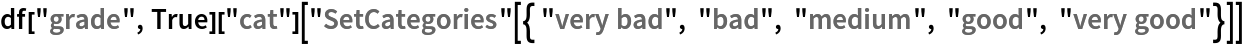 df["grade", True]["cat"][
 "SetCategories"[{ "very bad", "bad", "medium", "good", "very good"}]]