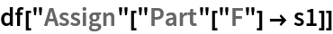 df["Assign"["Part"["F"] -> s1]]