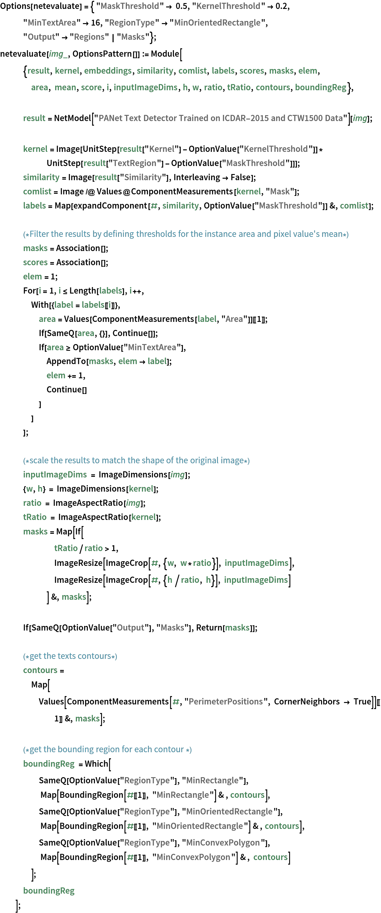 PANet Text Detector - Wolfram Neural Net Repository