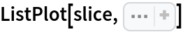 ListPlot[slice, Sequence[
 Joined -> True, Axes -> False, Frame -> True, DataRange -> {VMin, VMax}, FrameLabel -> {"Doppler velocity (m/s)", "SNR (power)"}]]