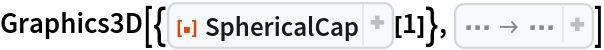 Graphics3D[{ResourceFunction["SphericalCap"][1]}, Method -> {"SplinePoints" -> {20, 20}}]