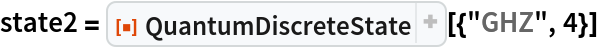 state2 = ResourceFunction["QuantumDiscreteState"][{"GHZ", 4}]