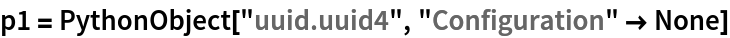 p1 = PythonObject["uuid.uuid4", "Configuration" -> None]