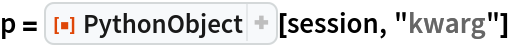 p = ResourceFunction["PythonObject"][session, "kwarg"]