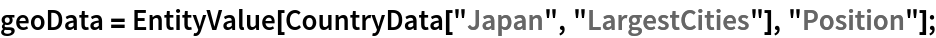 geoData = EntityValue[CountryData["Japan", "LargestCities"], "Position"];