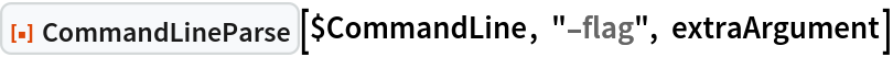 ResourceFunction["CommandLineParse", ResourceVersion->"1.0.0"][$CommandLine, "-flag", extraArgument]