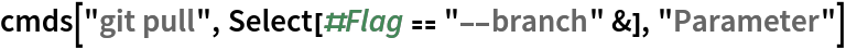 cmds["git pull", Select[#Flag == "--branch" &], "Parameter"]