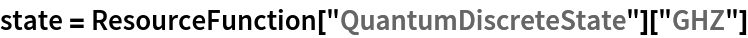 state = ResourceFunction["QuantumDiscreteState"]["GHZ"]