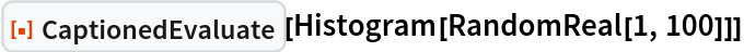 ResourceFunction["CaptionedEvaluate"][Histogram[RandomReal[1, 100]]]