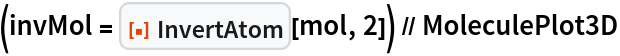 (invMol = ResourceFunction["InvertAtom"][mol, 2]) // MoleculePlot3D