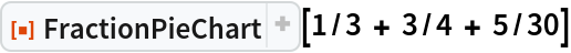 ResourceFunction["FractionPieChart"][1/3 + 3/4 + 5/30]