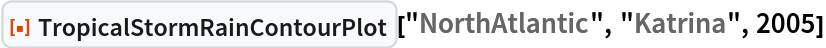 ResourceFunction["TropicalStormRainContourPlot", ResourceVersion->"1.0.0"]["NorthAtlantic", "Katrina", 2005]