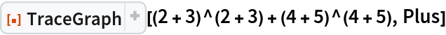 ResourceFunction[
 "TraceGraph"][(2 + 3)^(2 + 3) + (4 + 5)^(4 + 5), Plus]