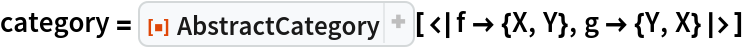 category = ResourceFunction["AbstractCategory"][<|f -> {X, Y}, g -> {Y, X}|>]