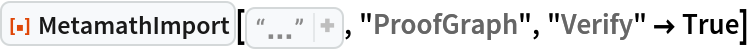 ResourceFunction["MetamathImport", ResourceVersion->"1.0.0"]["\n$c ( ) -> wff $.\n$v p q r s t $.\nwp $f wff p $.\nwq $f wff q $.\nwr $f wff r $.\nws $f wff s $.\nwt $f wff t $.\nw-> $a wff ( p -> q ) $.\nw->(->) $p wff ( r -> ( s -> t ) ) $= wr ws wt w-> w-> $.\nw(->)-> $p wff ( ( r -> s ) -> t ) $= wr ws w-> wt w-> $.\n", "ProofGraph", "Verify" -> True]