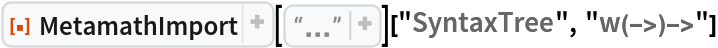 ResourceFunction["MetamathImport"][
  "\n$c ( ) -> wff $.\n$v p q r s t $.\nwp $f wff p $.\nwq $f wff q $.\nwr $f wff r $.\nws $f wff s $.\nwt $f wff t $.\nw-> $a wff ( p -> q ) $.\nw->(->) $p wff ( r -> ( s -> t ) ) $= wr ws wt w-> w-> $.\nw(->)-> $p wff ( ( r -> s ) -> t ) $= wr ws w-> wt w-> $.\n"]["SyntaxTree", "w(->)->"]