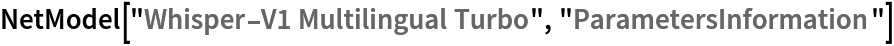 NetModel["Whisper-V1 Multilingual Turbo", "ParametersInformation"]