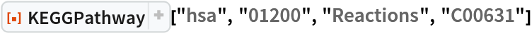 ResourceFunction["KEGGPathway"]["hsa", "01200", "Reactions", "C00631"]