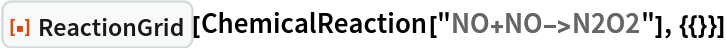 ResourceFunction["ReactionGrid"][
 ChemicalReaction["NO+NO->N2O2"], {{}}]