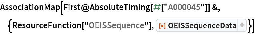 AssociationMap[
 First@AbsoluteTiming[#["A000045"]] &, {ResourceFunction[
   "OEISSequence"], ResourceFunction["OEISSequenceData"]}]