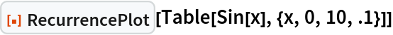 ResourceFunction["RecurrencePlot"][Table[Sin[x], {x, 0, 10, .1}]]