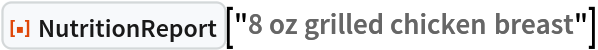 ResourceFunction["NutritionReport"]["8 oz grilled chicken breast"]