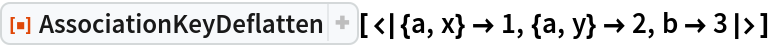 ResourceFunction["AssociationKeyDeflatten", ResourceVersion->"1.0.0"][<|{a, x} -> 1, {a, y} -> 2, b -> 3|>]