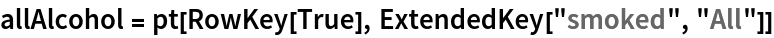 allAlcohol = pt[RowKey[True], ExtendedKey["smoked", "All"]]