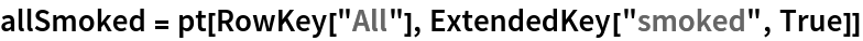 allSmoked = pt[RowKey["All"], ExtendedKey["smoked", True]]