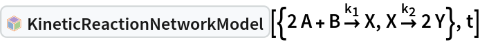 InterpretationBox[FrameBox[TagBox[TooltipBox[PaneBox[GridBox[List[List[GraphicsBox[List[Thickness[0.0025`], List[FaceForm[List[RGBColor[0.9607843137254902`, 0.5058823529411764`, 0.19607843137254902`], Opacity[1.`]]], FilledCurveBox[List[List[List[0, 2, 0], List[0, 1, 0], List[0, 1, 0], List[0, 1, 0], List[0, 1, 0]], List[List[0, 2, 0], List[0, 1, 0], List[0, 1, 0], List[0, 1, 0], List[0, 1, 0]], List[List[0, 2, 0], List[0, 1, 0], List[0, 1, 0], List[0, 1, 0], List[0, 1, 0], List[0, 1, 0]], List[List[0, 2, 0], List[1, 3, 3], List[0, 1, 0], List[1, 3, 3], List[0, 1, 0], List[1, 3, 3], List[0, 1, 0], List[1, 3, 3], List[1, 3, 3], List[0, 1, 0], List[1, 3, 3], List[0, 1, 0], List[1, 3, 3]]], List[List[List[205.`, 22.863691329956055`], List[205.`, 212.31669425964355`], List[246.01799774169922`, 235.99870109558105`], List[369.0710144042969`, 307.0436840057373`], List[369.0710144042969`, 117.59068870544434`], List[205.`, 22.863691329956055`]], List[List[30.928985595703125`, 307.0436840057373`], List[153.98200225830078`, 235.99870109558105`], List[195.`, 212.31669425964355`], List[195.`, 22.863691329956055`], List[30.928985595703125`, 117.59068870544434`], List[30.928985595703125`, 307.0436840057373`]], List[List[200.`, 410.42970085144043`], List[364.0710144042969`, 315.7036876678467`], List[241.01799774169922`, 244.65868949890137`], List[200.`, 220.97669792175293`], List[158.98200225830078`, 244.65868949890137`], List[35.928985595703125`, 315.7036876678467`], List[200.`, 410.42970085144043`]], List[List[376.5710144042969`, 320.03370475769043`], List[202.5`, 420.53370475769043`], List[200.95300006866455`, 421.42667961120605`], List[199.04699993133545`, 421.42667961120605`], List[197.5`, 420.53370475769043`], List[23.428985595703125`, 320.03370475769043`], List[21.882003784179688`, 319.1406993865967`], List[20.928985595703125`, 317.4896984100342`], List[20.928985595703125`, 315.7036876678467`], List[20.928985595703125`, 114.70369529724121`], List[20.928985595703125`, 112.91769218444824`], List[21.882003784179688`, 111.26669120788574`], List[23.428985595703125`, 110.37369346618652`], List[197.5`, 9.87369155883789`], List[198.27300024032593`, 9.426692008972168`], List[199.13700008392334`, 9.203690528869629`], List[200.`, 9.203690528869629`], List[200.86299991607666`, 9.203690528869629`], List[201.72699999809265`, 9.426692008972168`], List[202.5`, 9.87369155883789`], List[376.5710144042969`, 110.37369346618652`], List[378.1179962158203`, 111.26669120788574`], List[379.0710144042969`, 112.91769218444824`], List[379.0710144042969`, 114.70369529724121`], List[379.0710144042969`, 315.7036876678467`], List[379.0710144042969`, 317.4896984100342`], List[378.1179962158203`, 319.1406993865967`], List[376.5710144042969`, 320.03370475769043`]]]]], List[FaceForm[List[RGBColor[0.5529411764705883`, 0.6745098039215687`, 0.8117647058823529`], Opacity[1.`]]], FilledCurveBox[List[List[List[0, 2, 0], List[0, 1, 0], List[0, 1, 0], List[0, 1, 0]]], List[List[List[44.92900085449219`, 282.59088134765625`], List[181.00001525878906`, 204.0298843383789`], List[181.00001525878906`, 46.90887451171875`], List[44.92900085449219`, 125.46986389160156`], List[44.92900085449219`, 282.59088134765625`]]]]], List[FaceForm[List[RGBColor[0.6627450980392157`, 0.803921568627451`, 0.5686274509803921`], Opacity[1.`]]], FilledCurveBox[List[List[List[0, 2, 0], List[0, 1, 0], List[0, 1, 0], List[0, 1, 0]]], List[List[List[355.0710144042969`, 282.59088134765625`], List[355.0710144042969`, 125.46986389160156`], List[219.`, 46.90887451171875`], List[219.`, 204.0298843383789`], List[355.0710144042969`, 282.59088134765625`]]]]], List[FaceForm[List[RGBColor[0.6901960784313725`, 0.5882352941176471`, 0.8117647058823529`], Opacity[1.`]]], FilledCurveBox[List[List[List[0, 2, 0], List[0, 1, 0], List[0, 1, 0], List[0, 1, 0]]], List[List[List[200.`, 394.0606994628906`], List[336.0710144042969`, 315.4997024536133`], List[200.`, 236.93968200683594`], List[63.928985595703125`, 315.4997024536133`], List[200.`, 394.0606994628906`]]]]]], List[Rule[BaselinePosition, Scaled[0.15`]], Rule[ImageSize, 10], Rule[ImageSize, 15]]], StyleBox[RowBox[List["KineticReactionNetworkModel", " "]], Rule[ShowAutoStyles, False], Rule[ShowStringCharacters, False], Rule[FontSize, Times[0.9`, Inherited]], Rule[FontColor, GrayLevel[0.1`]]]]], Rule[GridBoxSpacings, List[Rule["Columns", List[List[0.25`]]]]]], Rule[Alignment, List[Left, Baseline]], Rule[BaselinePosition, Baseline], Rule[FrameMargins, List[List[3, 0], List[0, 0]]], Rule[BaseStyle, List[Rule[LineSpacing, List[0, 0]], Rule[LineBreakWithin, False]]]], RowBox[List["PacletSymbol", "[", RowBox[List["\"RobertNachbar/CompartmentalModeling\"", ",", "\"RobertNachbar`SystemsBiologyModeling`KineticReactionNetworkModel\""]], "]"]], Rule[TooltipStyle, List[Rule[ShowAutoStyles, True], Rule[ShowStringCharacters, True]]]], Function[Annotation[Slot[1], Style[Defer[PacletSymbol["RobertNachbar/CompartmentalModeling", "RobertNachbar`SystemsBiologyModeling`KineticReactionNetworkModel"]], Rule[ShowStringCharacters, True]], "Tooltip"]]], Rule[Background, RGBColor[0.968`, 0.976`, 0.984`]], Rule[BaselinePosition, Baseline], Rule[DefaultBaseStyle, List[]], Rule[FrameMargins, List[List[0, 0], List[1, 1]]], Rule[FrameStyle, RGBColor[0.831`, 0.847`, 0.85`]], Rule[RoundingRadius, 4]], PacletSymbol["RobertNachbar/CompartmentalModeling", "RobertNachbar`SystemsBiologyModeling`KineticReactionNetworkModel"], Rule[Selectable, False], Rule[SelectWithContents, True], Rule[BoxID, "PacletSymbolBox"]][{2 A + B 
\!\(\*OverscriptBox[\(\[RightArrow]\), 
SubscriptBox[\(k\), \(1\)]]\) X, X 
\!\(\*OverscriptBox[\(\[RightArrow]\), 
SubscriptBox[\(k\), \(2\)]]\) 2 Y}, t]